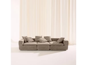Canapé droit compressé fixe 4 places Tissu Beige foncé