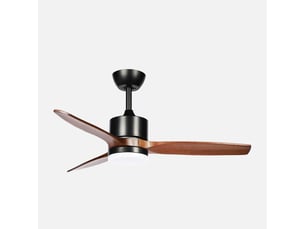 Ventilateur de plafond fabrilamp montiel dc noirchêne 3 pales 106 cm 6 vitesses led 18 w télécommande