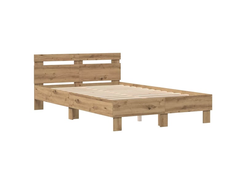 Lit double- lit adulte -  cadre de lit chêne artisanal 120 x 190 cm bois d'ingénierie  - Conforama D