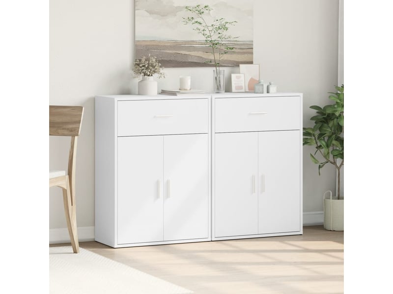  Buffets 2 pcs - bahut - meuble de rangement blanc 60x30x84 cm bois d'ingénierie  - Conforama C