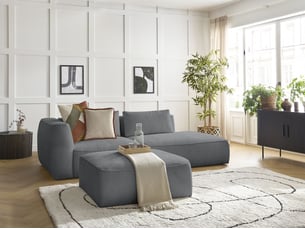 Canapé droit fixe BOBOCHIC LEOPOLD 4 places Tissu gris
