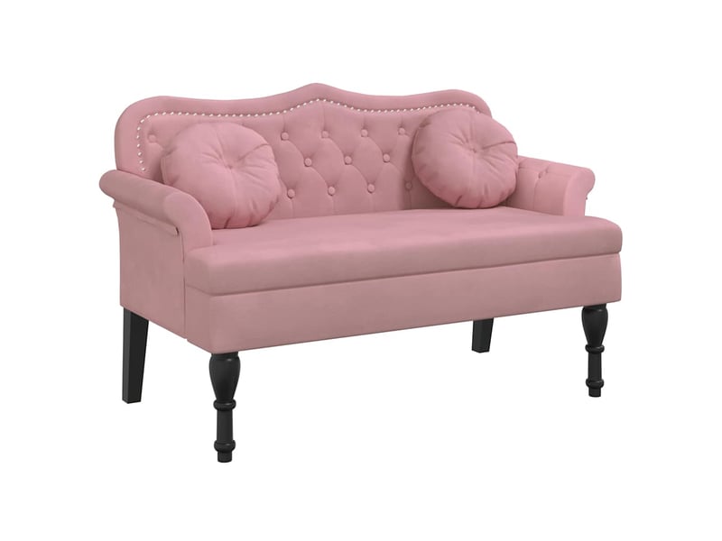  Banc salon, banc interieur avec coussins rose 120,5x65x75 cm velours  - Conforama A