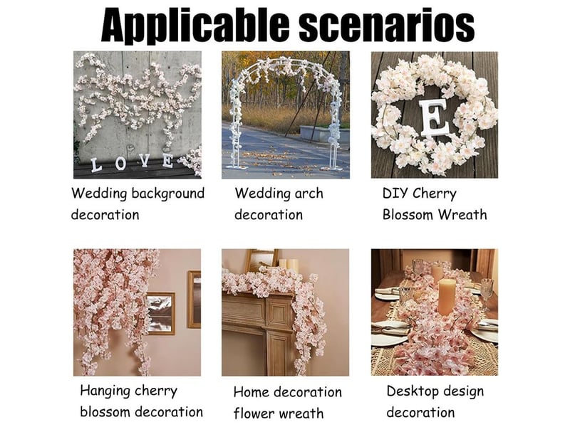 Pièces 180cm guirlandes de fleurs de cerisier artificielles,guirlande fleur artificielles extérieures deco,pour maison jardin fêtes mariage fête - Conforama E