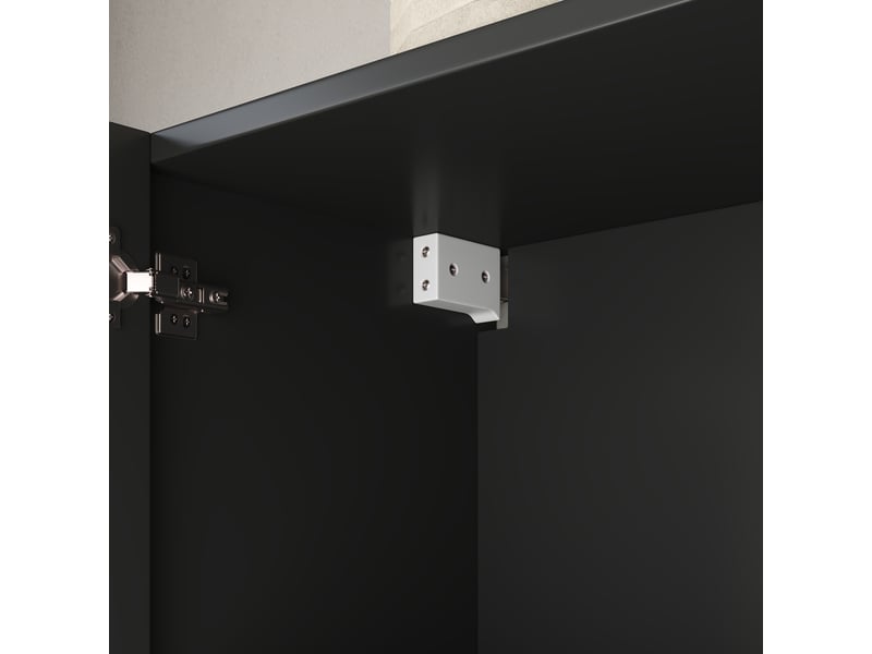  Armoire murale cuisine noire 3 portes, meuble suspendu rangement mdf 90x60x29 cm pour salle de bain et salon  - Conforama E