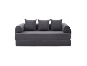 Canapé droit compressé convertible OKWISH  3 places Velours côtelé gris foncé