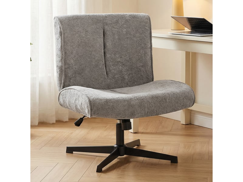  Fauteuil pivotant réglable en hauteur velours gris 75 x 63 x 90 cm  - Conforama A