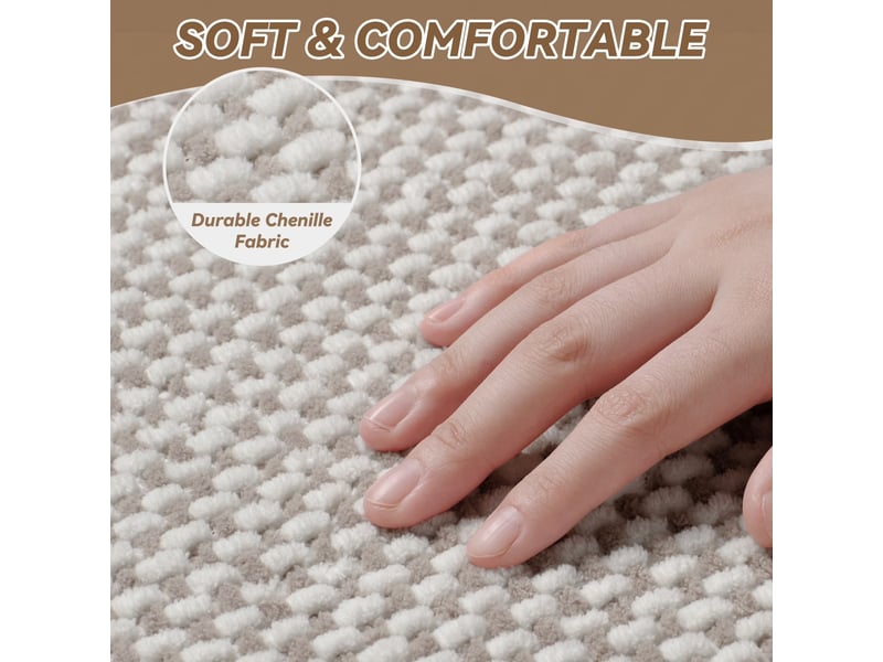 Tapis de bain en chenille antidérapant - 20 x 32 - beige  - Conforama B