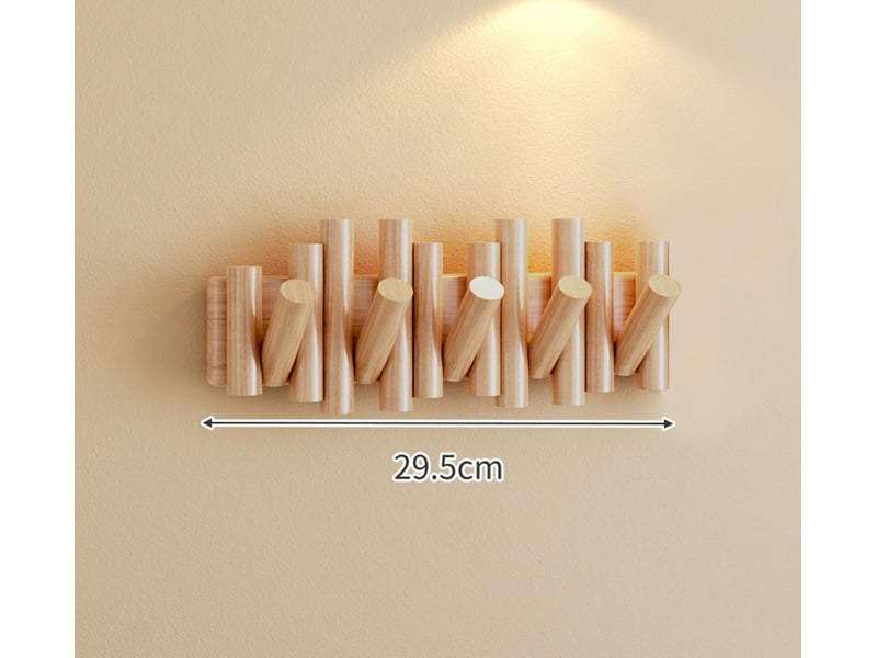  Porte-manteau mural à 5 ​​crochets, bois naturel, dimensions: 29,5 x 16,5 x 4,4 cm, jaune  - Conforama B