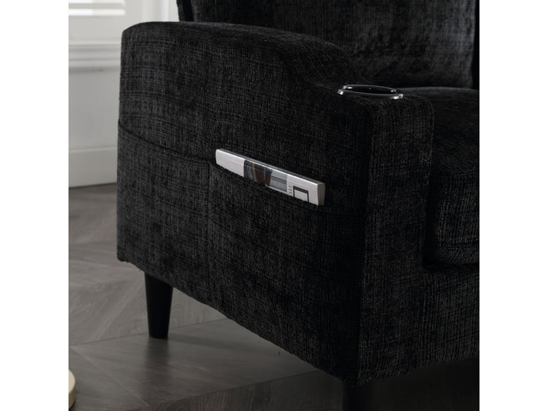  Canapé 4 places droit en velours noir, largeur 106 cm, modulable W2845S00119 - Conforama C
