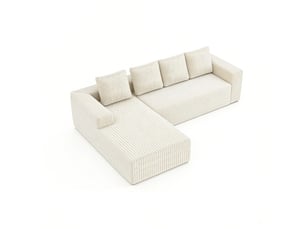 Canapé d'angle, canapé modulable, en velours tricoté, beige, assise profonde, style cloud, pour salon, version droite, chambre
