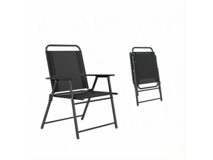 Chaise de jardin pliante 65x60x94 cm dossier haut avec accoudoirs métal noir lot de 4