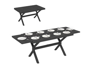 Table de jardin extensible aluminium table de repas extérieure effet bois 8-10 personnes 214x85x73cm gris anthracite