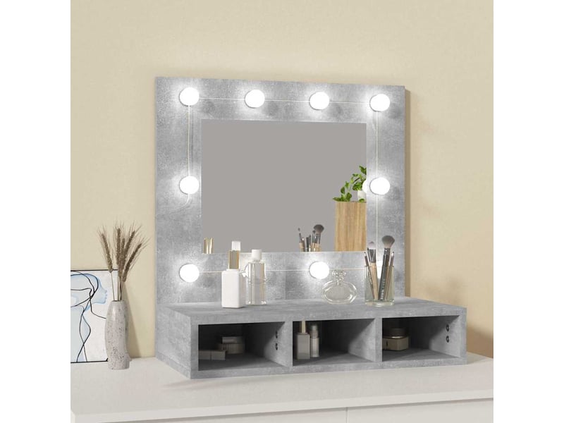  Armoire à miroir avec led gris béton 60x31.5x62 cm  - Conforama C