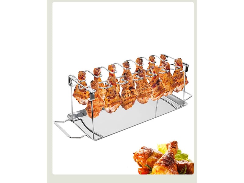  Support cuisse de poulet acier inoxydable pour 12 cuisses de poulet  - Conforama D