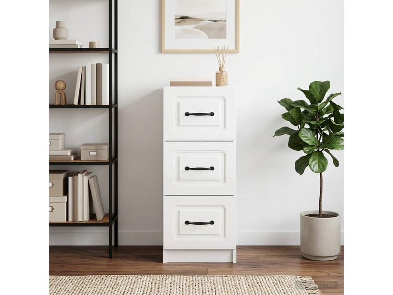  Armoire de rangement bureau, armoire à tiroirs blanc brillant 33 x 34,5 x 87 cm  - Conforama D