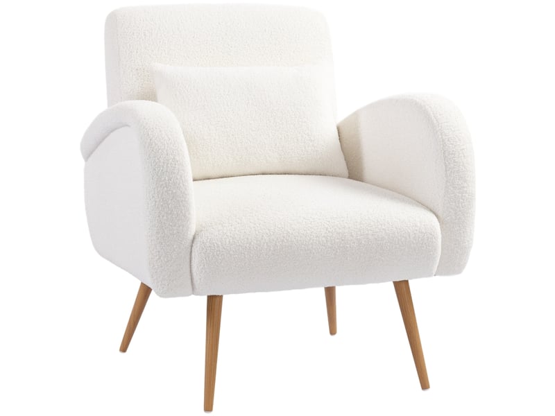 Fauteuil polaire crème - accoudoirs rembourrés, coussin lombaire, pieds métal - design moderne pour saloncoin lecture - Conforama A