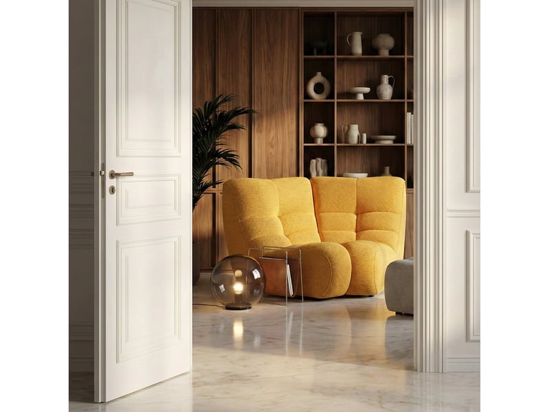  Module d'angle canapé en velours capitonné gain de place gardena - jaune  - Conforama B