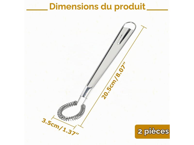 2 pcs mini fouet cuisine acier inoxydable, petit fouet cuisine, mini fouet à spirale, ustensiles de cuisine inox, mélangeur de sauce à main CSTY-0010097TY - Conforama B