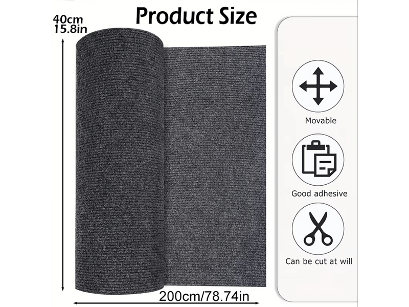  Nicola tapis de cuisinechambre 40 cm x 2 m, absorbant l'eau, auto-adhésif, décoration intérieure, tapis de salle de bain, tapis uni pour salon  - Conforama E