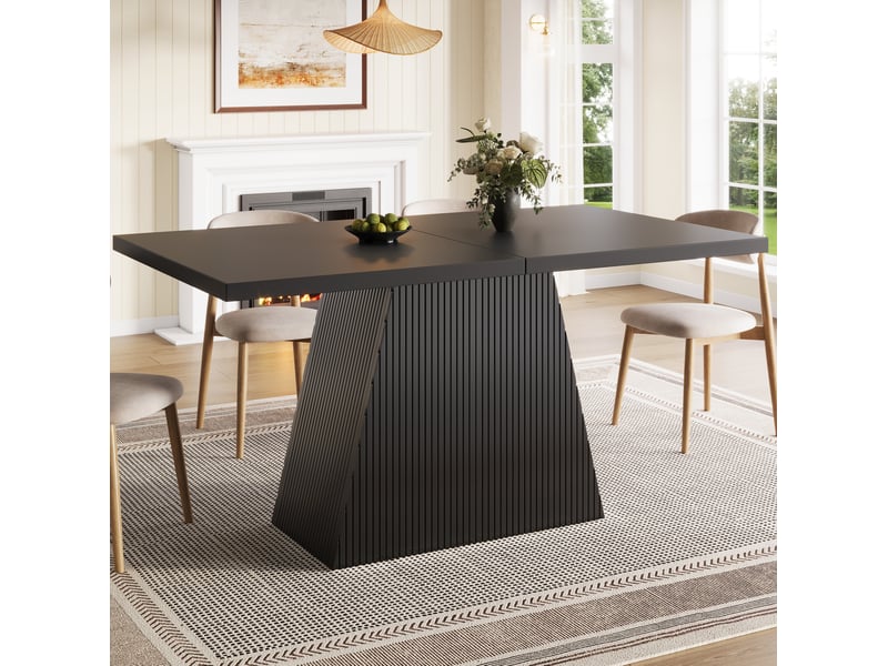  Table à manger extensible 120 à 160x80x76 cm, 4 à 6 places, noire  - Conforama C