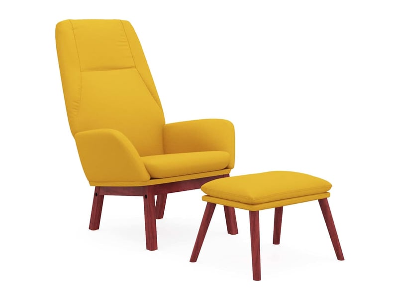  Vidaxl chaise de relaxation avec repose-pied jaune moutarde tissu  - Conforama A