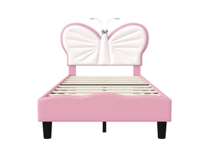 Lit avec rangement 90x190 cm coloris rose