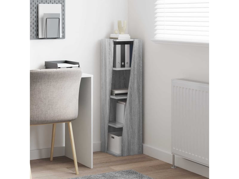  Meuble d'angle, meuble de rangement salon 27,5x27x102cm bois d'ingénierie gris sonoma  - Conforama D