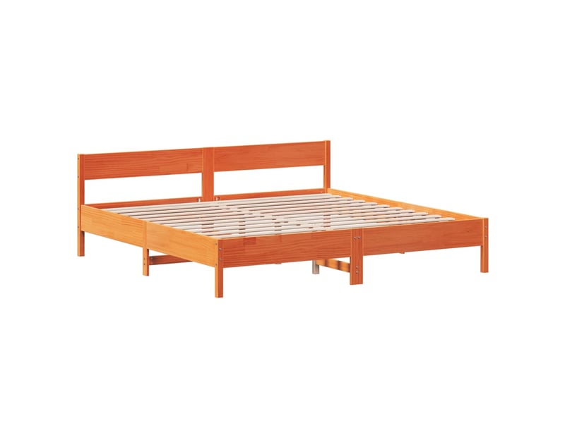  Lit double- lit adulte -  cadre de lit sans matelas  marron 180x200cm bois pin massif  - Conforama B