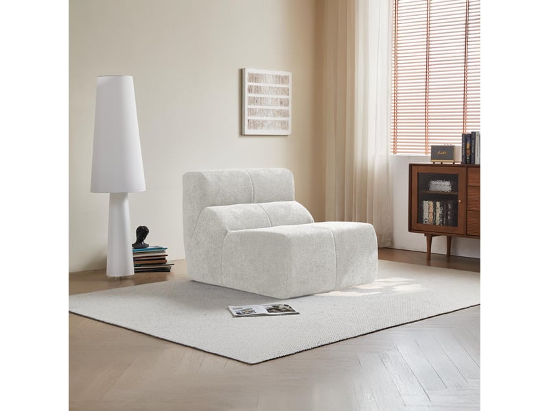  Canapé parresseux - fauteuil simple relax une place - canapé de sol - en velours doux - blanc  - Conforama C