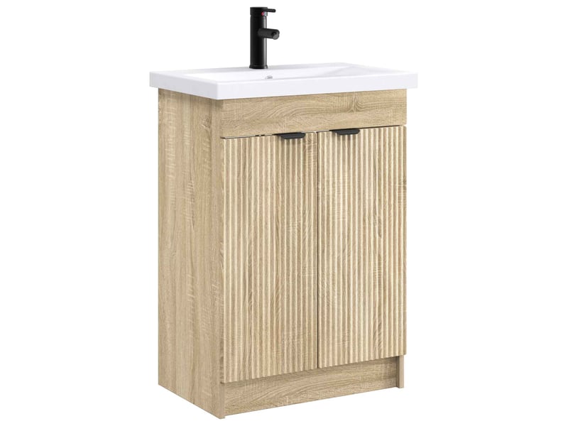 Ensemble de mobilier de salle de bain chêne sonoma shl2785 - Conforama A
