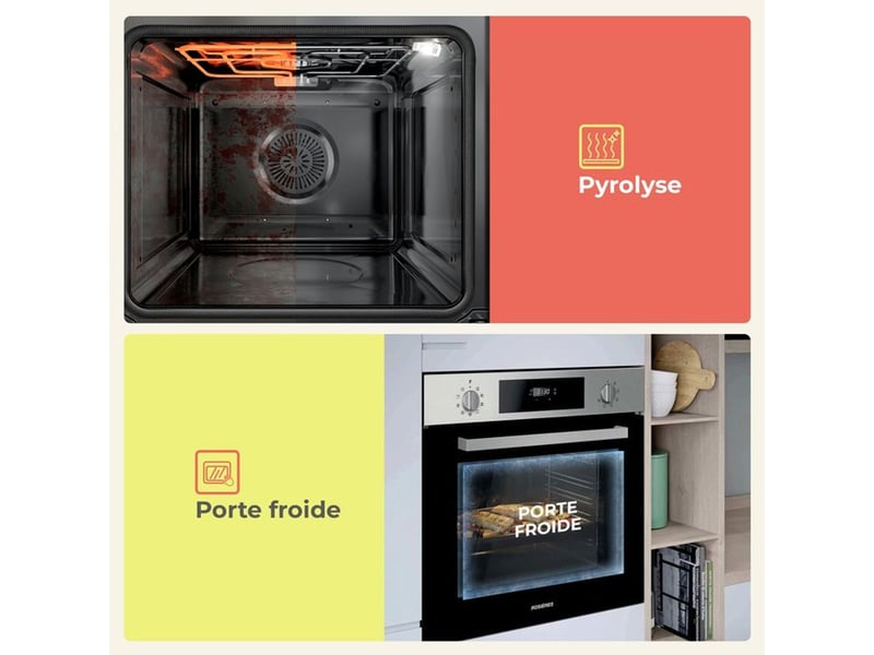  Four encastrable rosières origin rfc31p5879in pyrolyse 70 l inox porte froide à 4 vitres RFC31P5879IN - Conforama D
