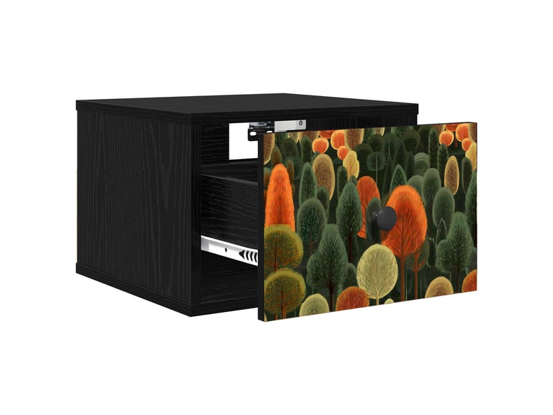  Table de chevet - cabinet de chevet - table de nuit mural zaandam 2 pc chêne noir 36 x 33 x 25 cm  - Conforama C
