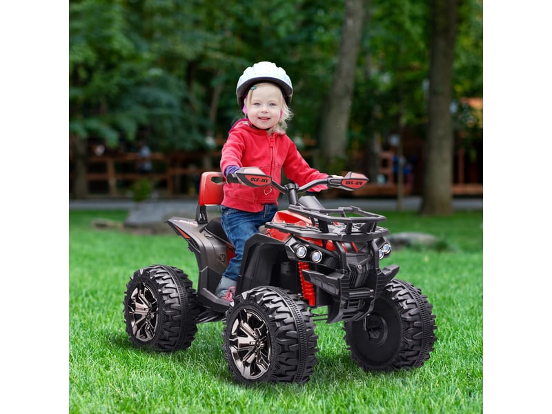 Quad buggy électrique enfant 12 v, 8 kmh, effets lumineux et sonores, siège avec dossier, porte-bagages avant, métal et pp - Conforama C