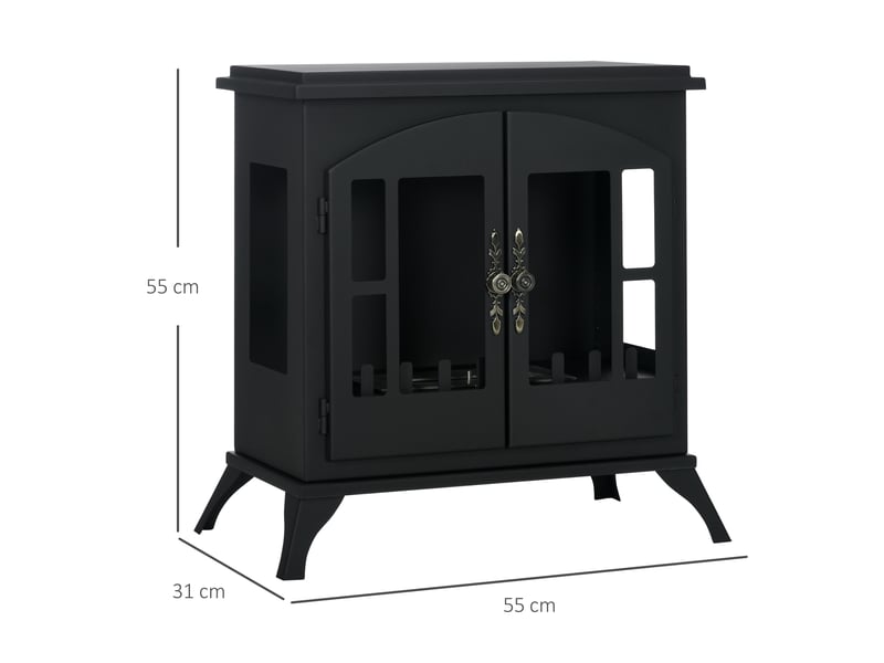  Cheminée à bioéthanol en acier inoxydable avec brûleur de 0,9 l offrant 3 heures d'autonomie, 55 x 31 x 55 cm, noire  - Conforama C
