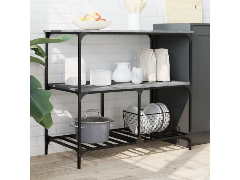  Desserte de cuisine, chariot de rangement sonoma gris 100x50x95 cm bois d'ingénierie  - Conforama C