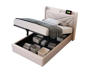 Lit coffre 90x200 cm VIVRYN coloris beige