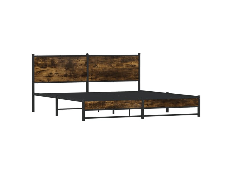 Lit double- lit adulte - cadre de lit en métal sans matelas chêne fumé 180x200 cm - Conforama C
