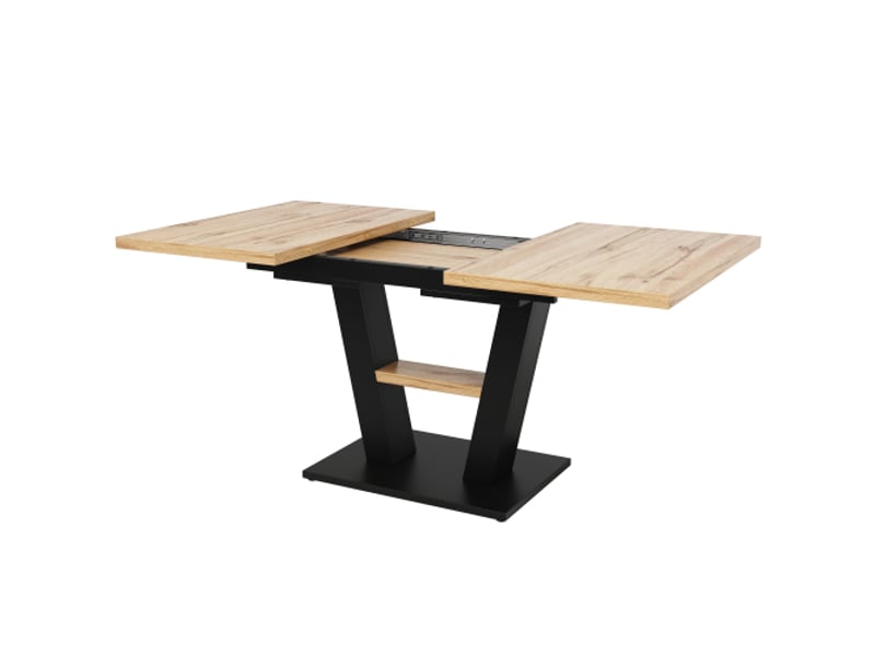 Table à manger extensible 118-157x70x75 cm, effet bois, rallonge intégrée, gain de place, cuisine salon - Conforama D