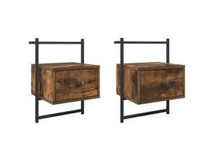 Lot de 2 table de chevet - cabinet de chevet - table de nuit murale chêne fumé 35x30x51 cm