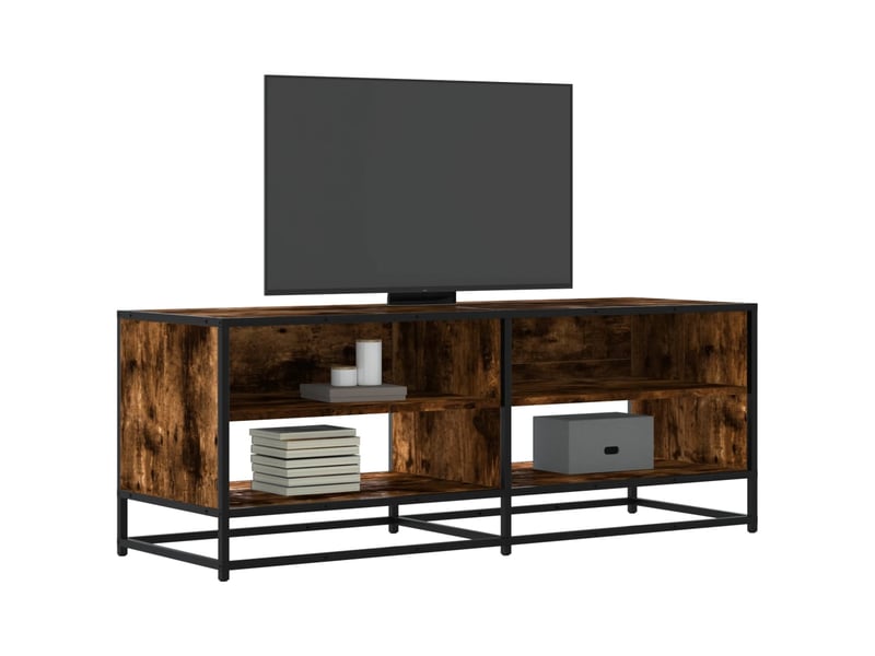  Meuble tv - banc tv - meuble de rangement chêne fumé 120,5x40x46 cm bois d'ingénierie et métal  - Conforama B