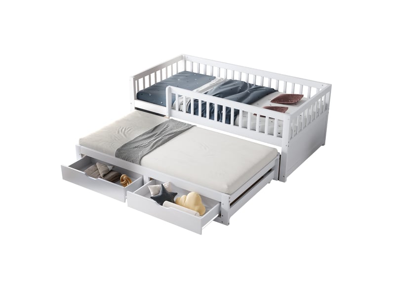 Lit gigogne 90x200cm coloris blanc bois massif lit enfant blanc - Conforama A