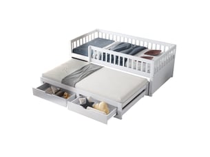 Lit gigogne 90x200 cm <strong>MERAX</strong>  <strong>lit enfant blanc</strong> coloris blanc