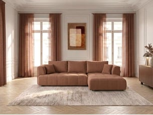 Canapé droit convertible <strong>BOBOCHIC</strong> <strong>CLOVIS</strong> 3 places Tissu orange