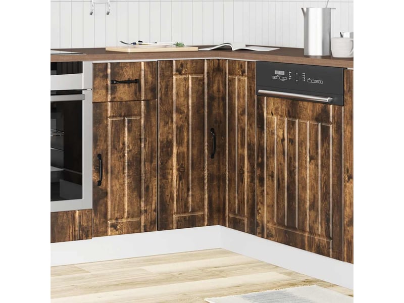 Armoire d'angle de cuisine lucca chêne fumé bois d'ingénierie - Conforama B
