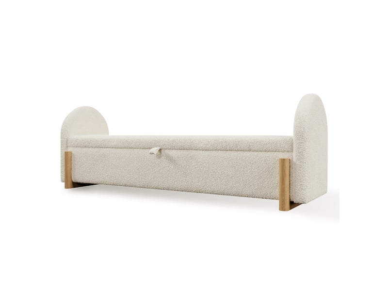  Banc coffre de lit avec rangement tissu bouclé blanc 146x47x61 cm N616P503680W - Conforama B