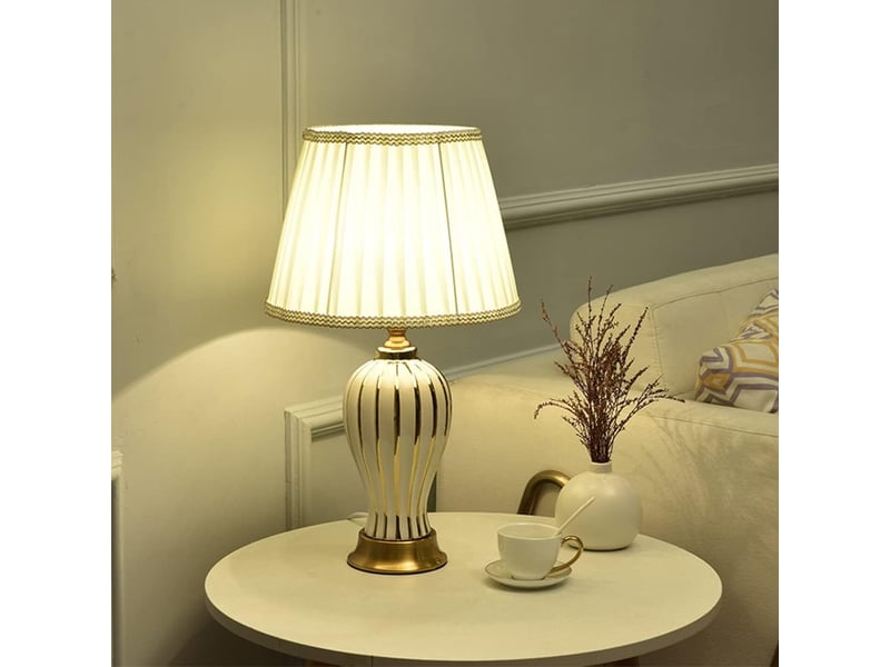  Lampe de table moderne – pour salon et chambre à coucher, blanc  - Conforama D