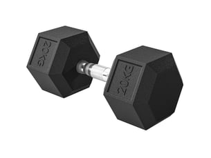 Haltère hexagonal 20 kg en fonte noire, poignée moletée, pour musculation à domicile, salle de sport ou bureau
