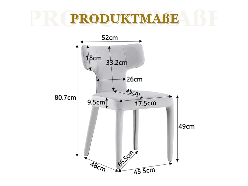  Lot de 2 chaises de salle à manger,avec dossier en t,tissu,gris clair  - Conforama C