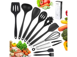 Ustensiles de cuisine, 10 pièces ustensiles de cuisine silicone,outil de cuisine antiadhésif pour cuisine écumoire,louche, spatule,cuillère à pâtes