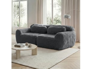 Canapé 2 places 204x104x73 cm modulable sans montage en tissu peluche gris